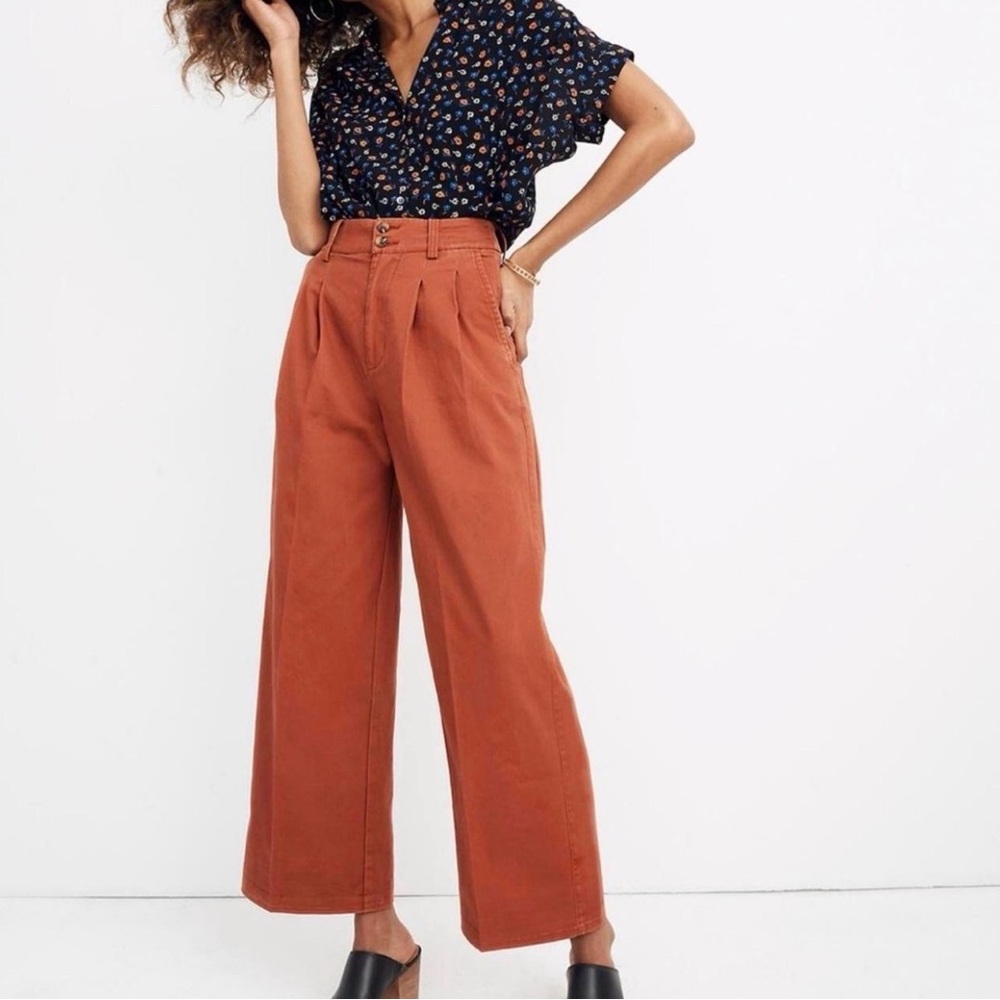 Madewell — NWOT Pleated Trousers in Afterglow Colorway — Size 12
